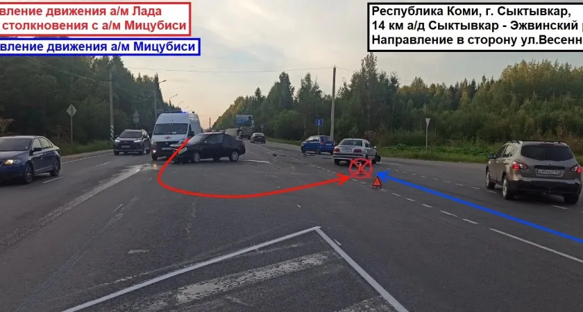 В Коми автолюбитель отправился в больницу после неудачного разворота