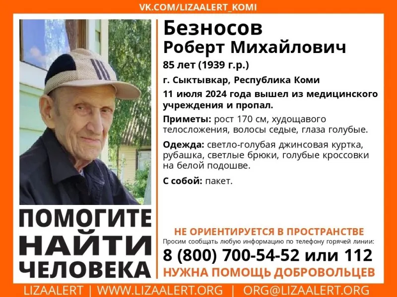 В Коми без вести пропал 85-летний мужчина