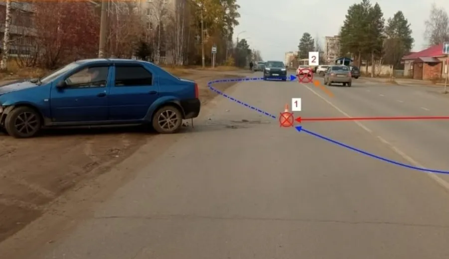 В Коми опытный водитель резким поворотом привел к тройному столкновению