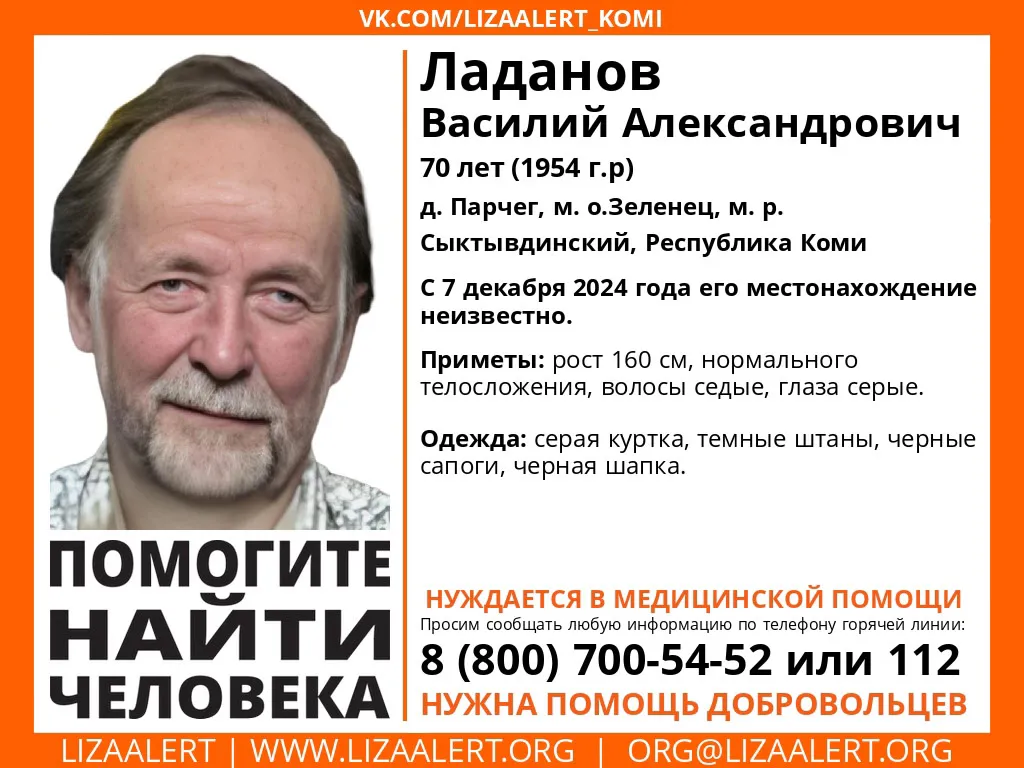 Волонтеры сделали выезд на поиски пропавшего в Коми пенсионера