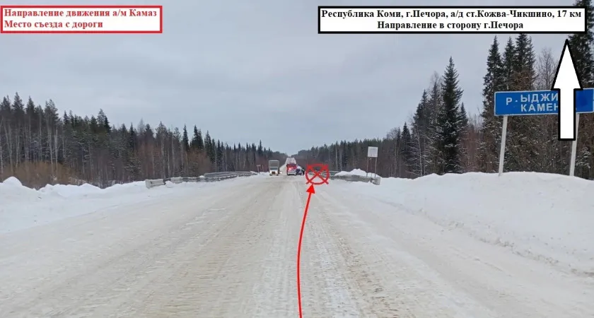 В Коми "КамАЗ" улетел в кювет на одной из трасс