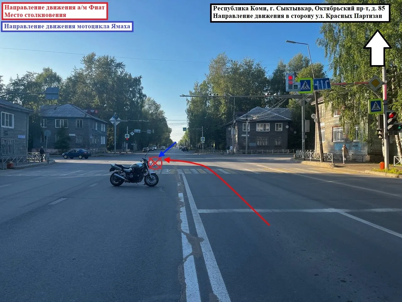 В столице Коми “Фиат” не поделил дорогу с мотоциклом