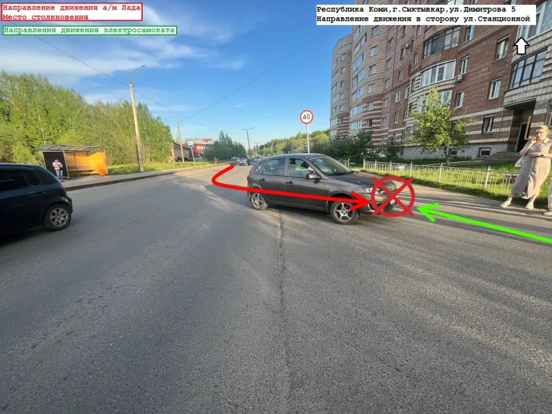 В столице Коми самокатчик с 215 нарушениями ПДД попал под машину